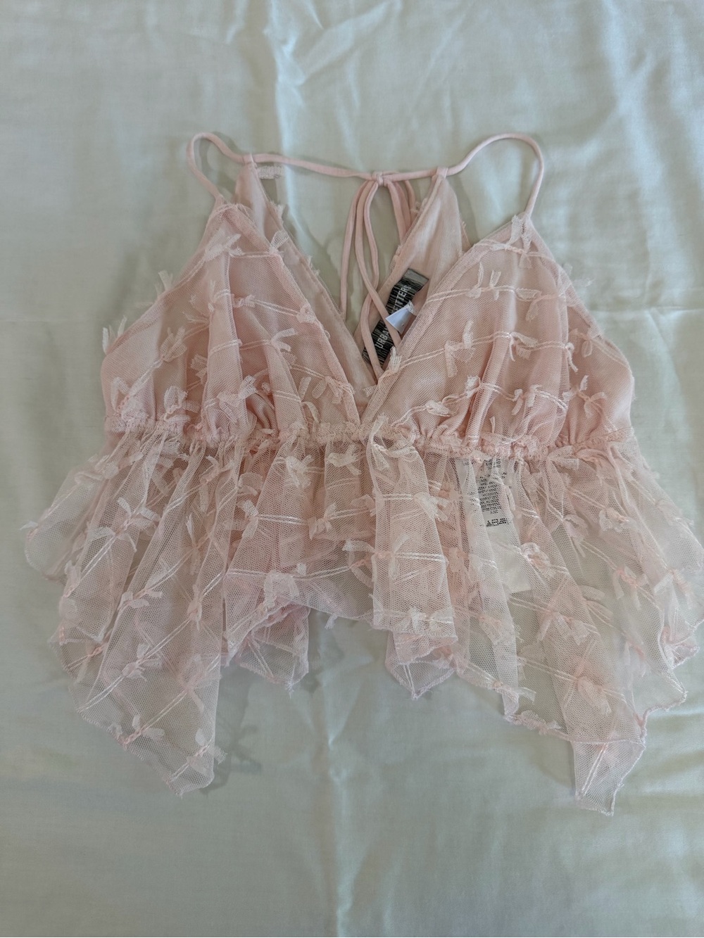 Urban Outfitters Pale Pink Ruffle Mesh Bralette